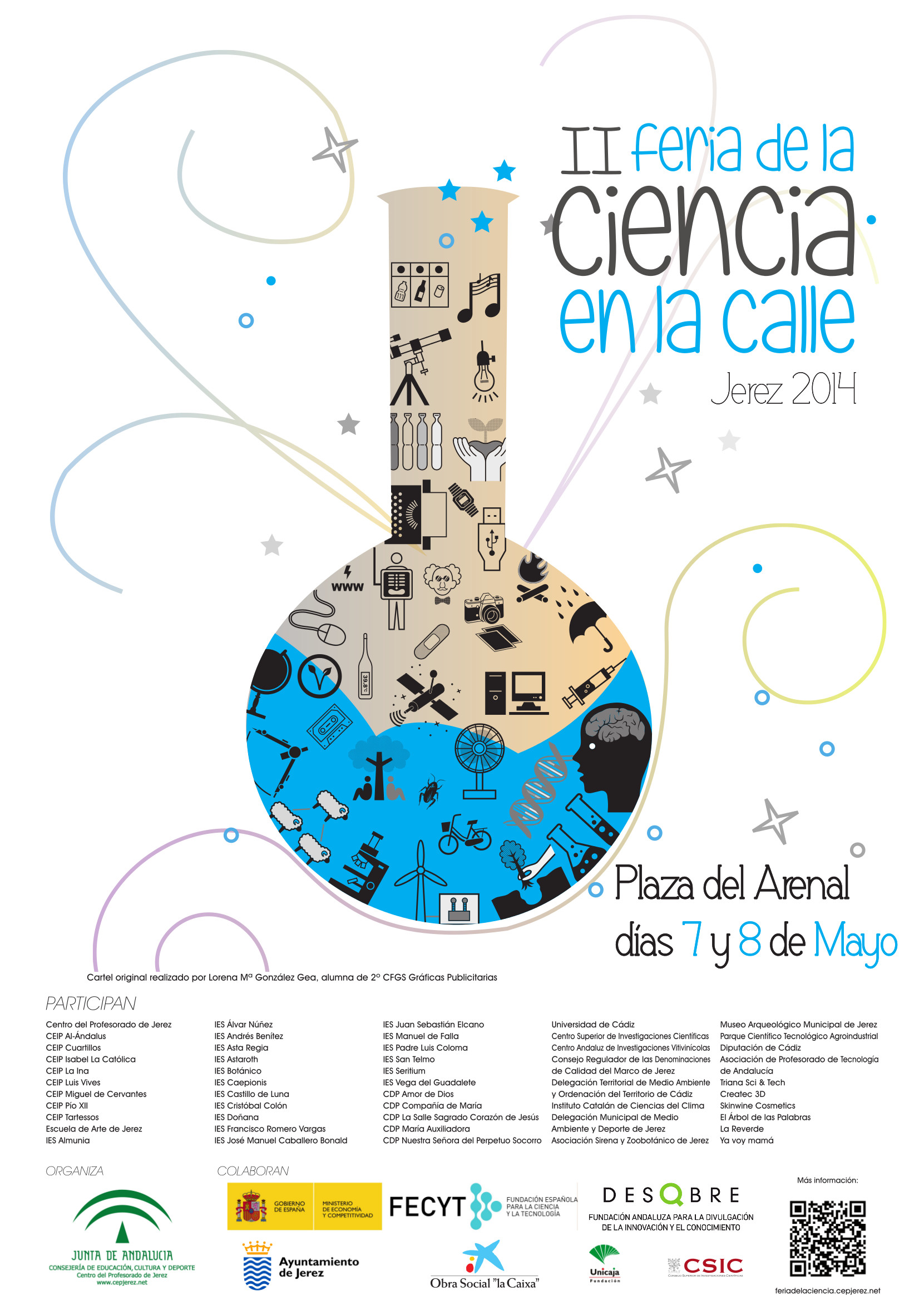 Cartel II feria de la ciencia en la calle en Jerez